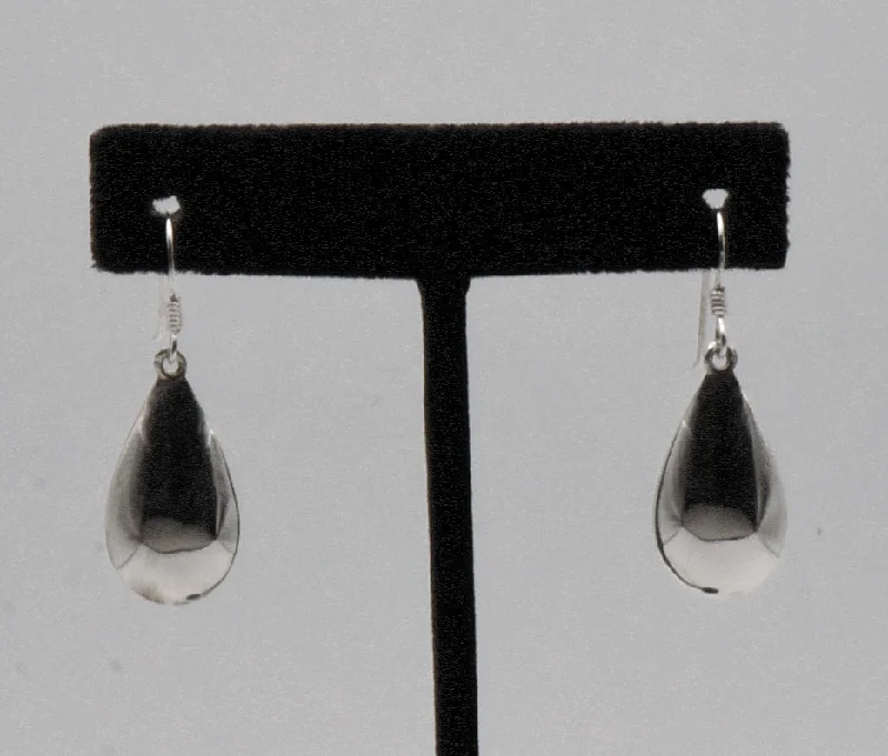 Ladies lock accent earrings -Vintage Sterling Silver Teardrop Dangle Earrings