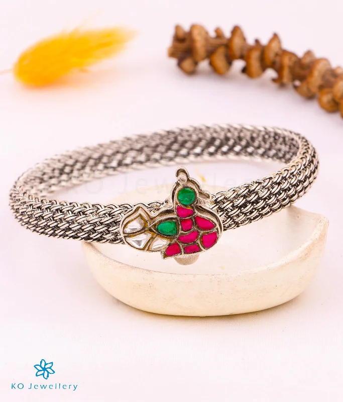 Ladies Bracelets with Red Wulfenite-The Madhula Silver Kada Bracelet (Size/2.2/2.4/2.6/2.8)