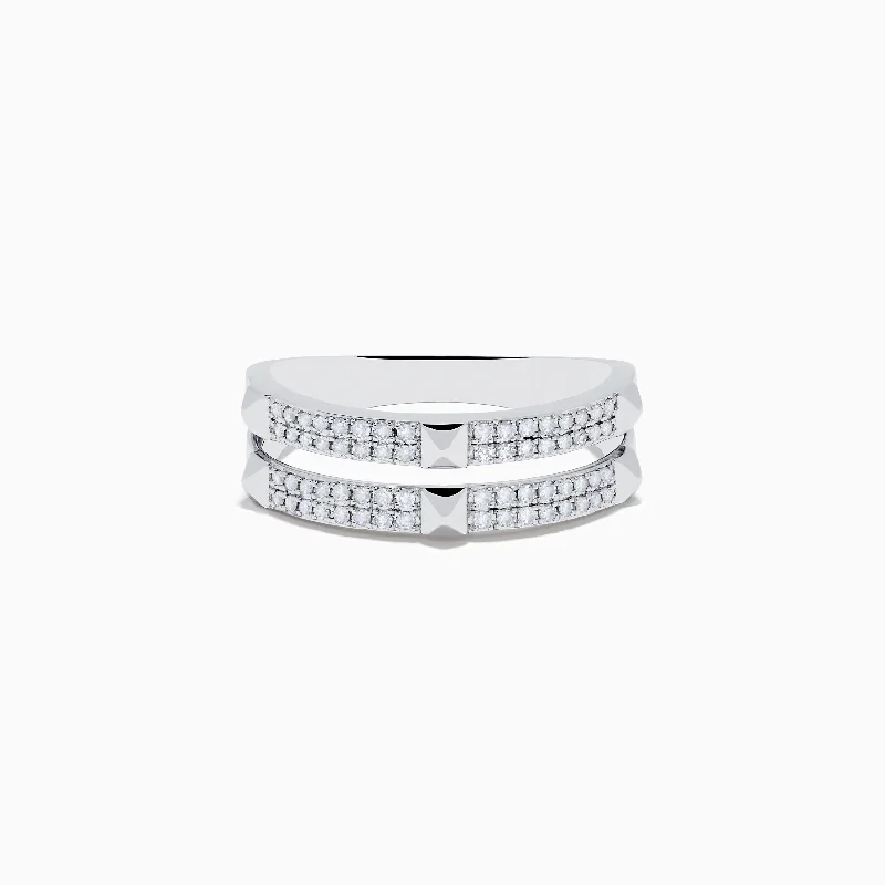 Ladies Rings Matte Glow-Pave Classica 14K White Gold Diamond Studded Ring