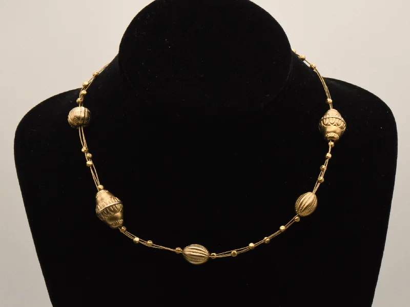 Ladies Necklaces with Locket Shine-Triple Cable Gold Tone Beaded Station Necklace