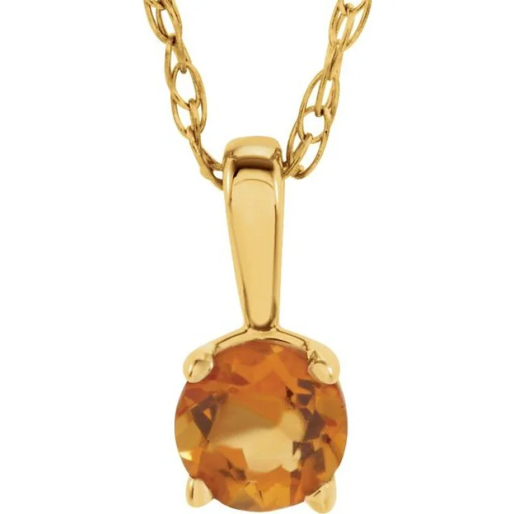 Ladies Necklaces for Design Spark-14K Yellow 3 mm Imitation Citrine Youth Solitaire 14" Necklace