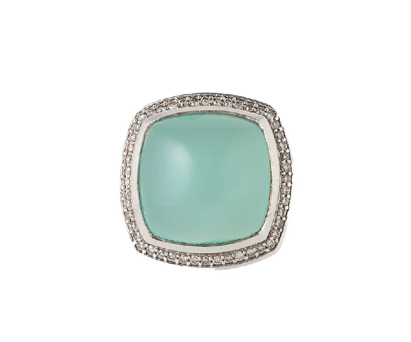 Ladies Rings with Custom Shine-David Yurman Albion Chalcedony and 0.42ctw Diamond Ring in Sterling