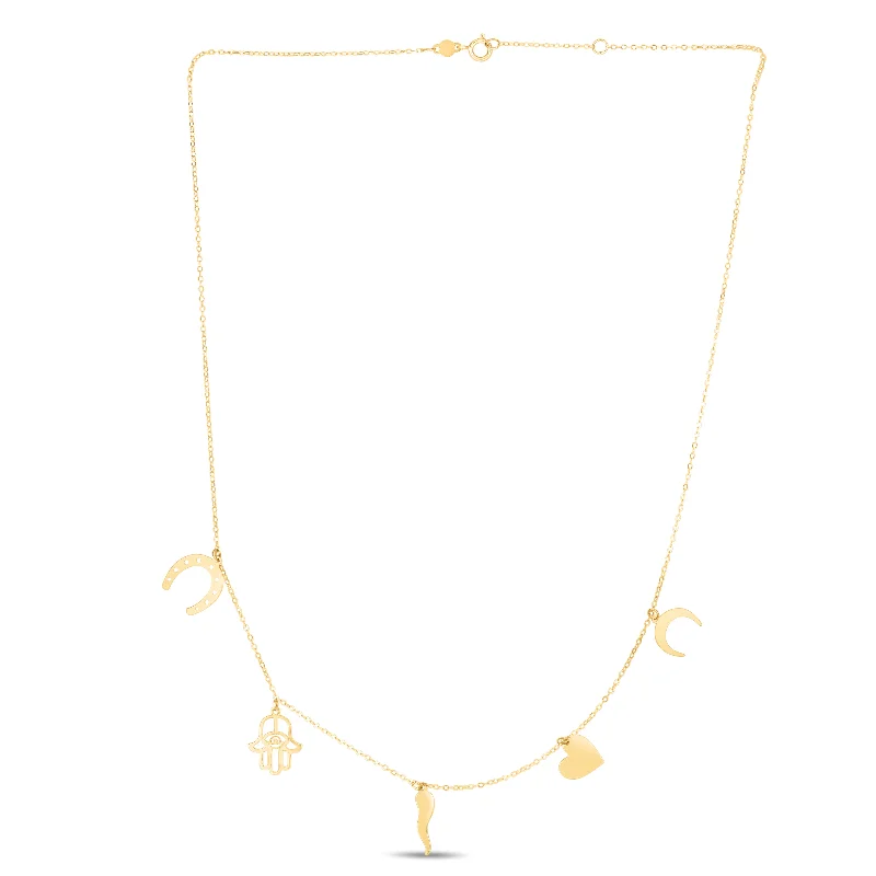 Ladies Necklaces Fresh Glow-14K Gold Trend Charm Dangle Necklace