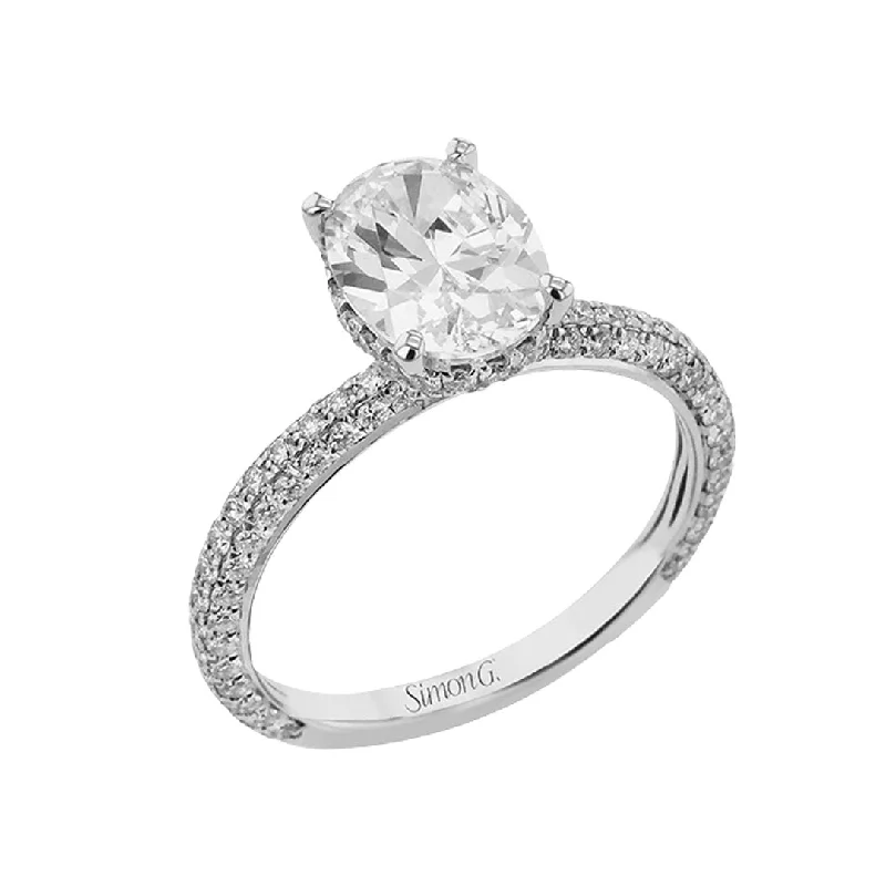 Ladies Radiant Charm Engagement Rings -0.76 ctw Diamond Halo Engagement Ring