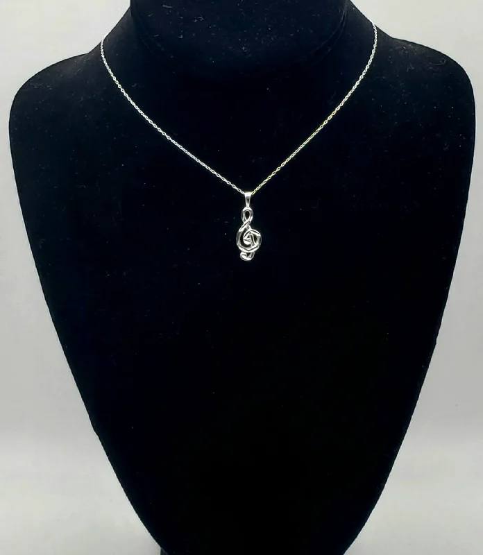 Ladies Necklaces with Cross Shine-Sterling Silver Treble Clef Chain Necklace - 18.25"