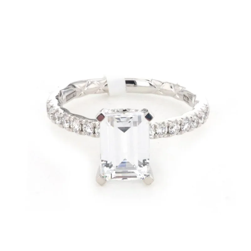 Ladies Woven Strand Engagement Rings -0.38 ctw Diamond Hidden Halo Engagement Ring