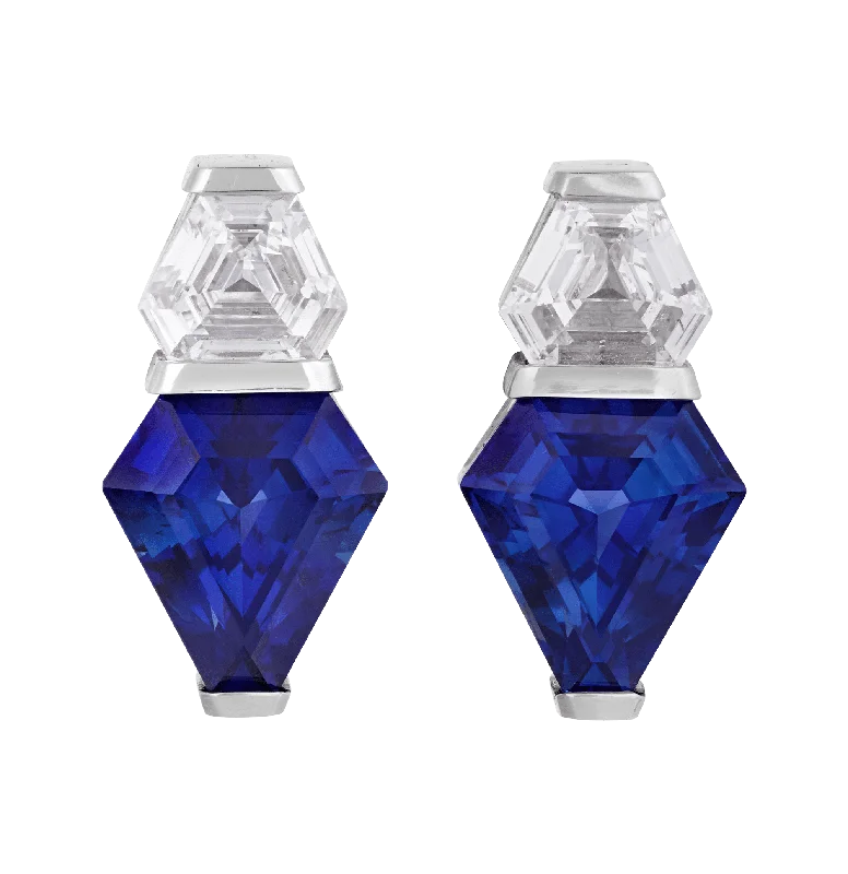 Ladies bespoke custom earrings -Ceylon Sapphire Earrings, 4.57 carats