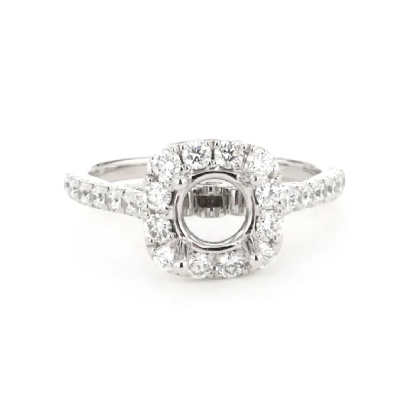 Ladies Mixed Metal Glow Engagement Rings -0.72 ctw Diamond Halo Engagement Ring