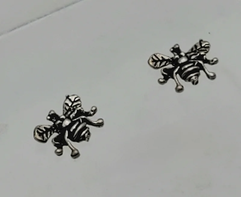 Ladies abstract flow earrings -Vintage Buzzing Bees Stud Earrings - BROKEN POSTS