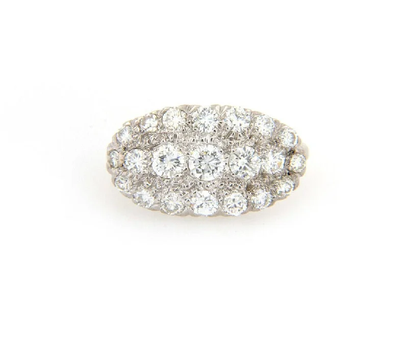 Ladies Rings with Clear Natrolite-Vintage 1.00ctw Diamond Scalloped Edge Ring in 14K