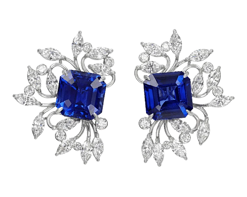 Ladies soaring bird earrings -Ceylon Sapphire Earrings, 20.60 Carats