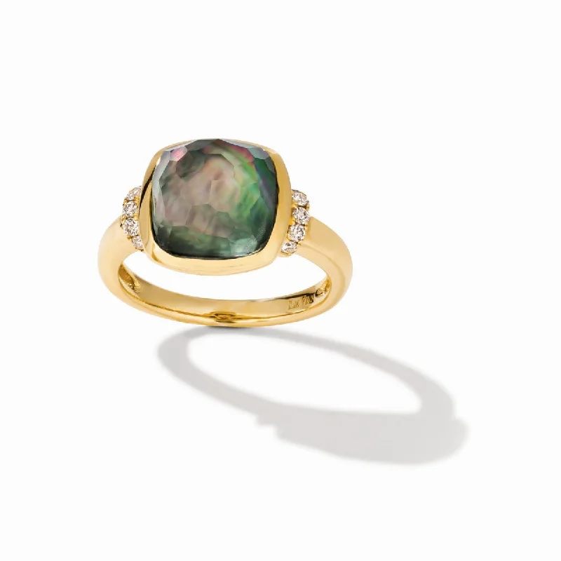 Ladies Rings Wave Shine-Le Vian Creme Brulee® Green Amethyst + Black Shell Ring TRNA 29E