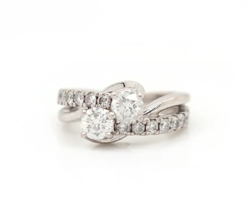 Ladies Rings for Artist Shine-1.50ctw Round Diamond Ever Us Bypass Ring in 14K