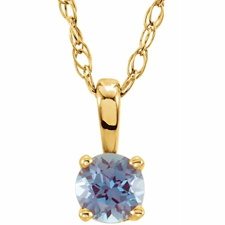 Ladies Necklaces with Mauve Sugilite-14K Yellow 3 mm Lab-Grown Alexandrite Youth Solitaire 14" Necklace