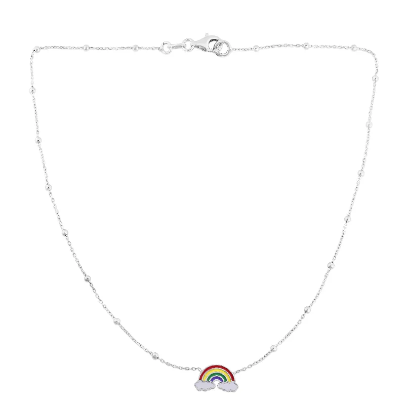 Ladies Necklaces Retro Shine-Silver Enamel Rainbow Necklace