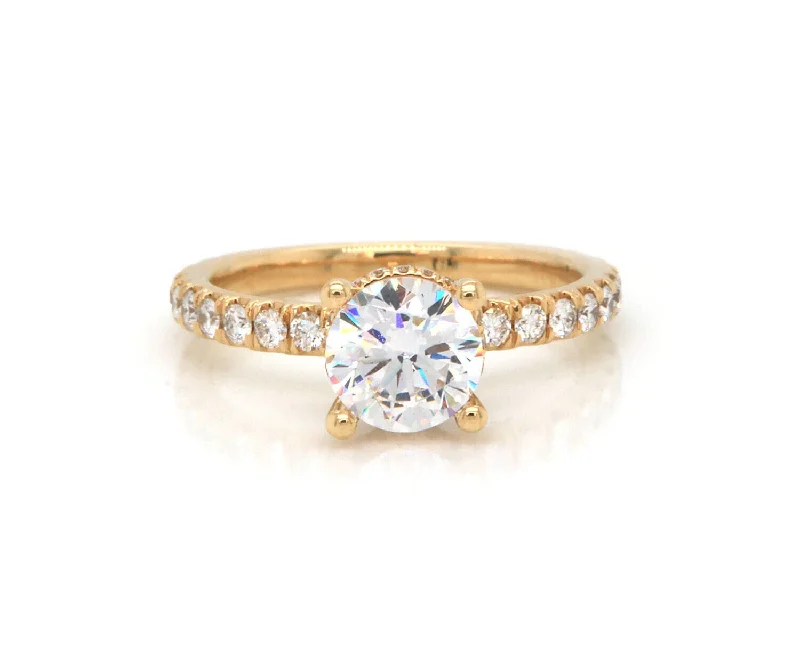 Ladies Rings with Yellow Heliodor-New Gabriel & Co. 0.54ctw Diamond Under Halo Semi Mount Ring in 14K