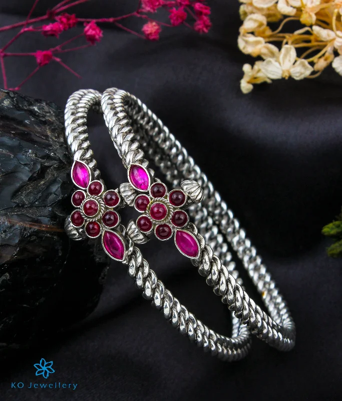 Ladies Bracelets with Lavender Lepidolite-The Amuda Antique Silver Golusu Bracelet (Size 2.2/2.4/2.6/2.8)