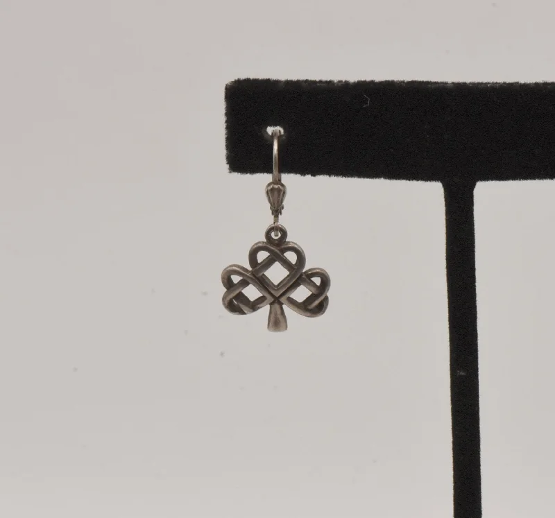 Ladies uplifting wave earrings -UNMATCHED Vintage Sterling Silver Celtic Knot Shamrock Dangle Earring