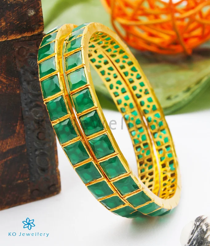 Ladies Bracelets Matte Glow-The Aikya Silver Kemp Bangle(Green/Size 2.2/2.4/2.6/2.8)