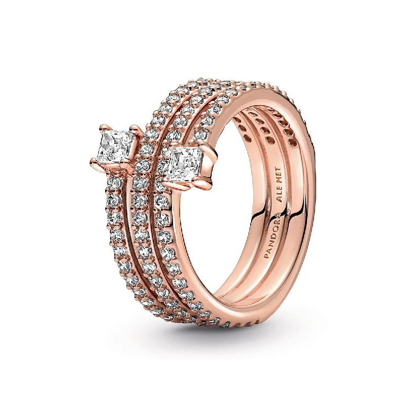 Ladies Rings with Crescent Spark-Triple Spiral Ring