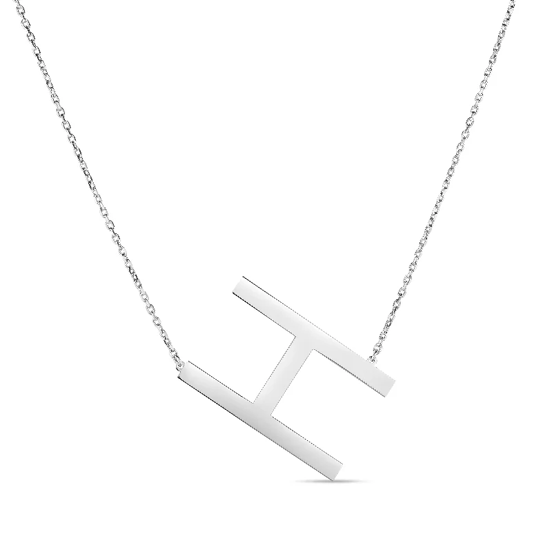 Ladies Necklaces with Heart Glow-Silver H Letter Necklace