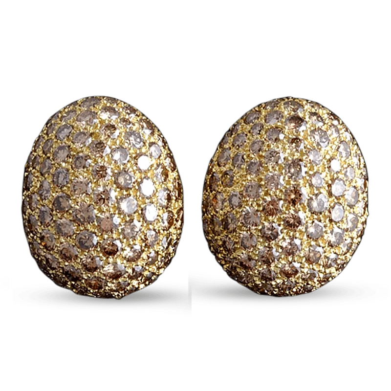 Ladies coin gleam earrings -David Webb Champagne Diamond Earrings, 15.00 Carats