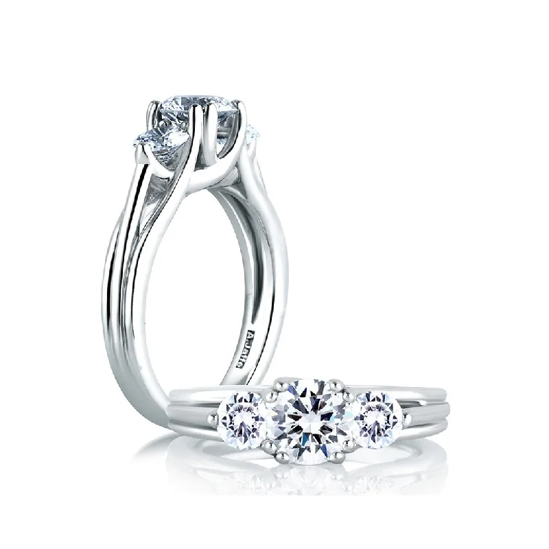 Ladies Carved Love Engagement Rings -0.60 ctw Diamond Three-stone Engagement Ring