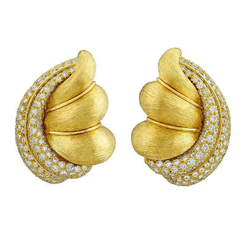 Ladies family tie earrings -Henry Dunay Gold and Diamond Earrings