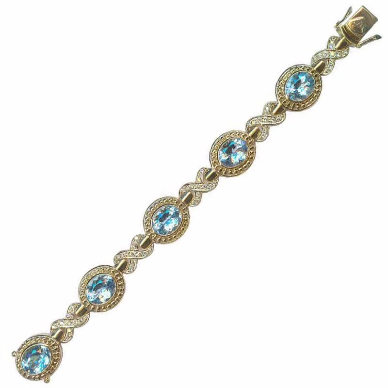 Ladies Bracelets with Sun Glow-Bracelet-Blue Topaz and Diamond