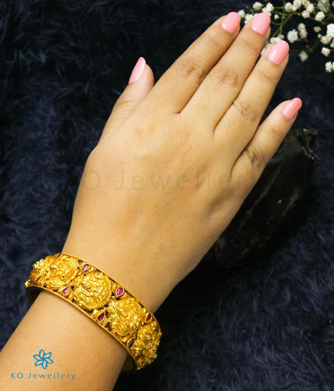 Ladies Bracelets with Locket Spark-The Navya Silver Lakshmi Nakkasi Bangle (Size/2.2/2.4/2.6/2.8)