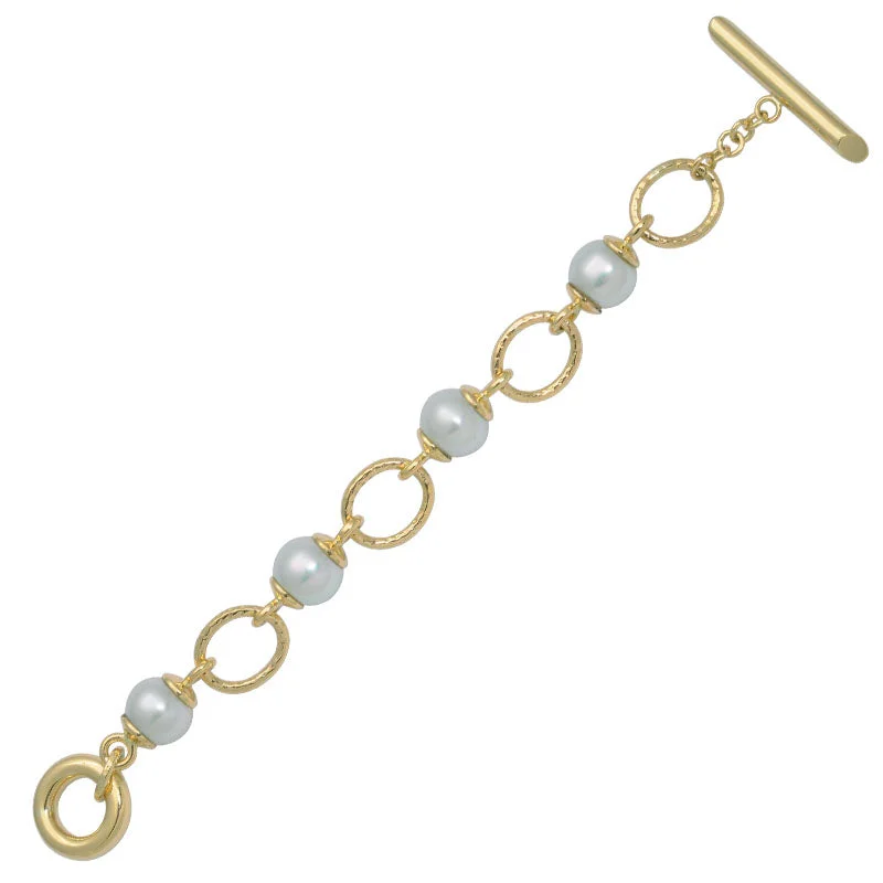 Ladies Bracelets Curved Shine-Toggle Bracelet-South Sea Pearl