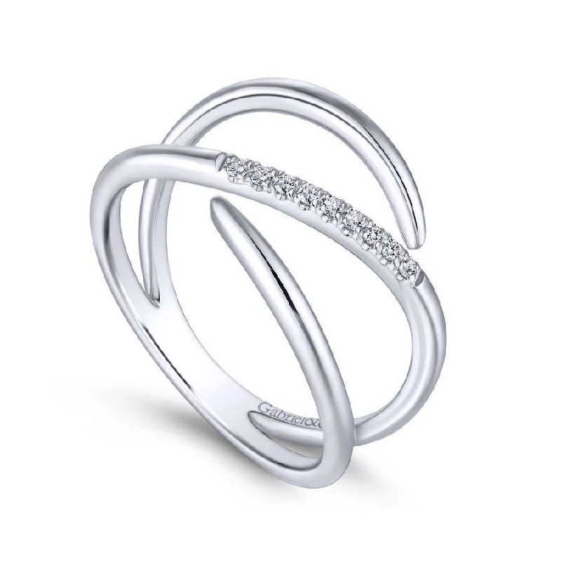 Ladies Rings Luxe Glow-Gabriel & Co. - LR51267W45JJ - 14K White Gold Split Shank Pavﾂ Diamond Wrap Ring