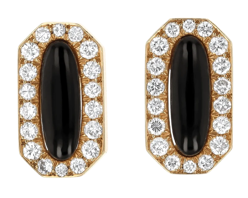 Ladies inspiring gleam earrings -David Webb Black Enamel and Diamond Earrings