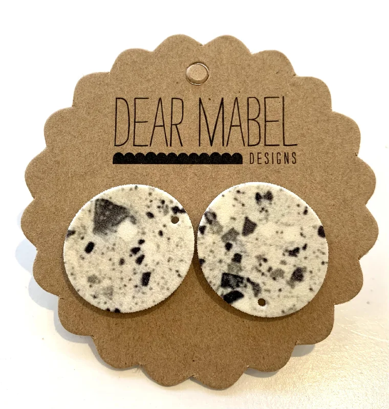 Ladies slim silhouette earrings -Dear Mabel Handmade - Grey Speckle Earrings*