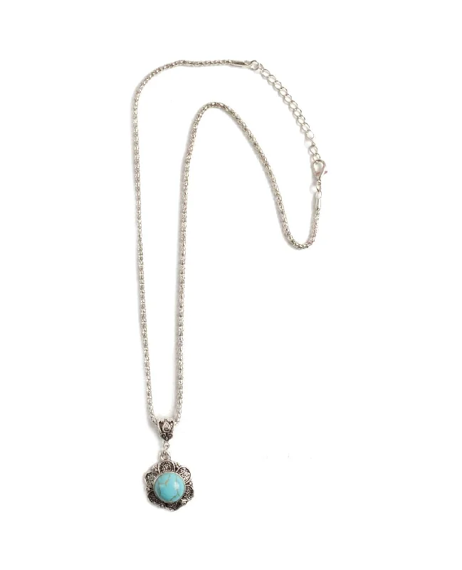 Ladies Necklaces with Compass Shine-Flower Turquoise Necklace