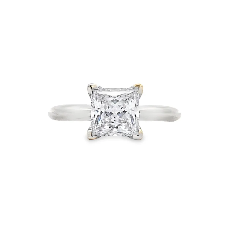 Ladies Forever Eternity Engagement Rings -Princess Cut Diamond Solitaire Engagement Ring in White Gold