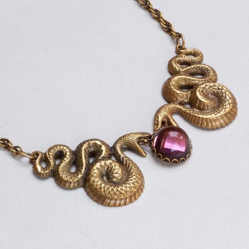 Ladies Necklaces with Tree Spark-Vintage Joseff of Hollywood Gold Snake Chain Necklace