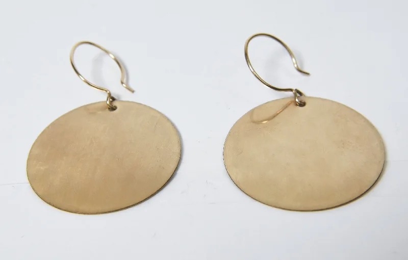 Ladies slender dangle earrings -Gold Tone Circular Blanks Earrings