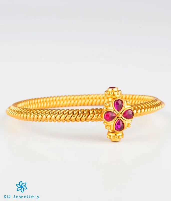 Ladies Bracelets with Round Shine-The Ananya Antique Silver Golusu Bangle (Size/2.2/2.4/2.6/2.8)