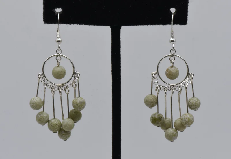 Ladies hopeful light earrings -Vintage Sterling Silver Serpentine Bead Dangle Earrings