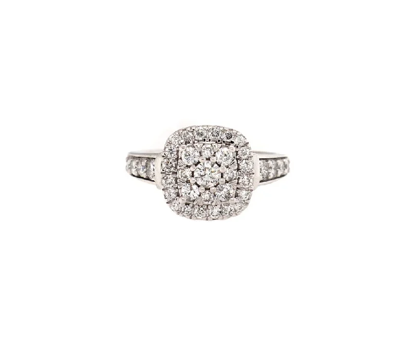 Ladies Rings with Bead Spark-1.00ctw Diamond Cluster Frame Ring in 14K