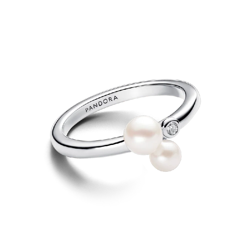 Ladies Rings Retro Shine-Duo Treated Freshwater Cultured Pearls Ring