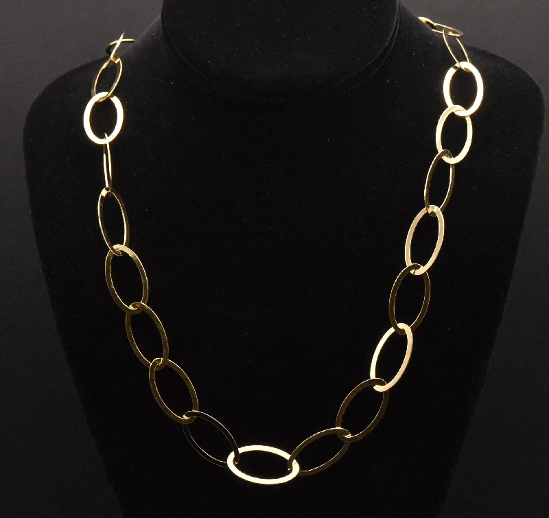 Ladies Necklaces with Crystal Shine-Vintage Gold Tone Sterling Silver Long Chain Necklace - 36.5"