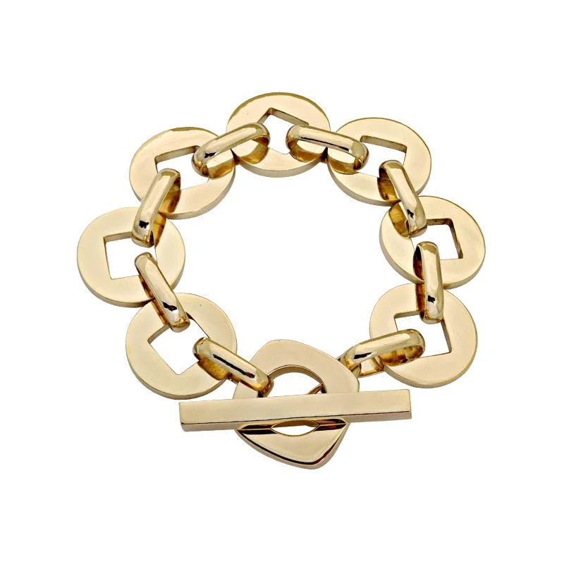 Ladies Bracelets with White Muscovite-Toggle Bracelet - Gold  (2156B)