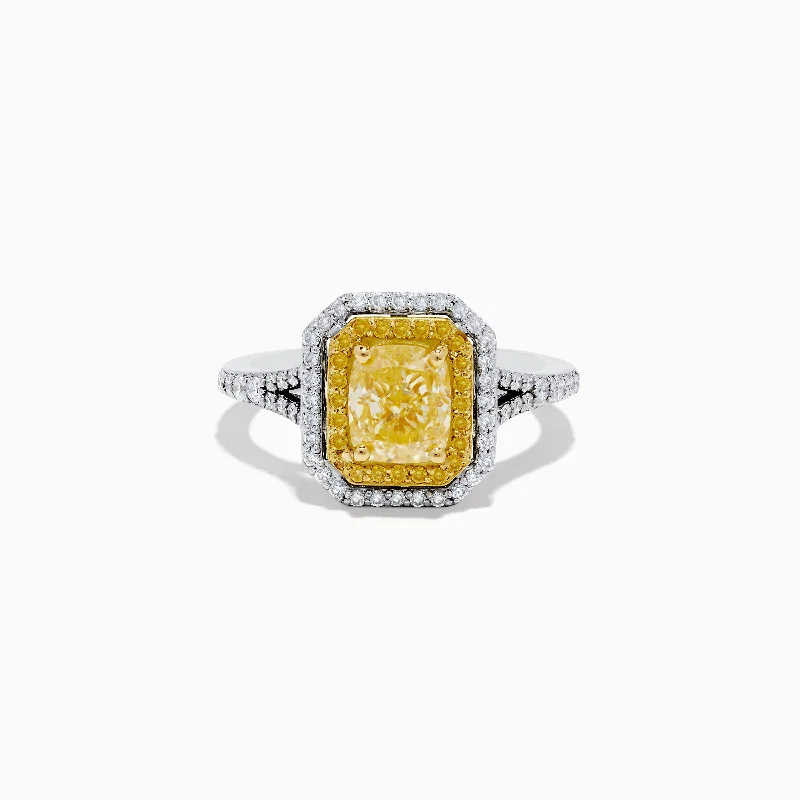 Ladies Rings for Artist Shine-Canare` 18K Two Tone Gold Yellow and White Diamond Ring