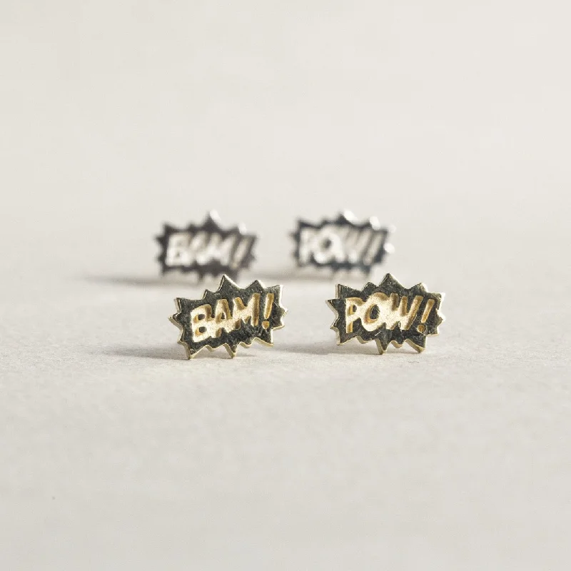 Ladies wave curl earrings -Bam Pow Stud Earrings