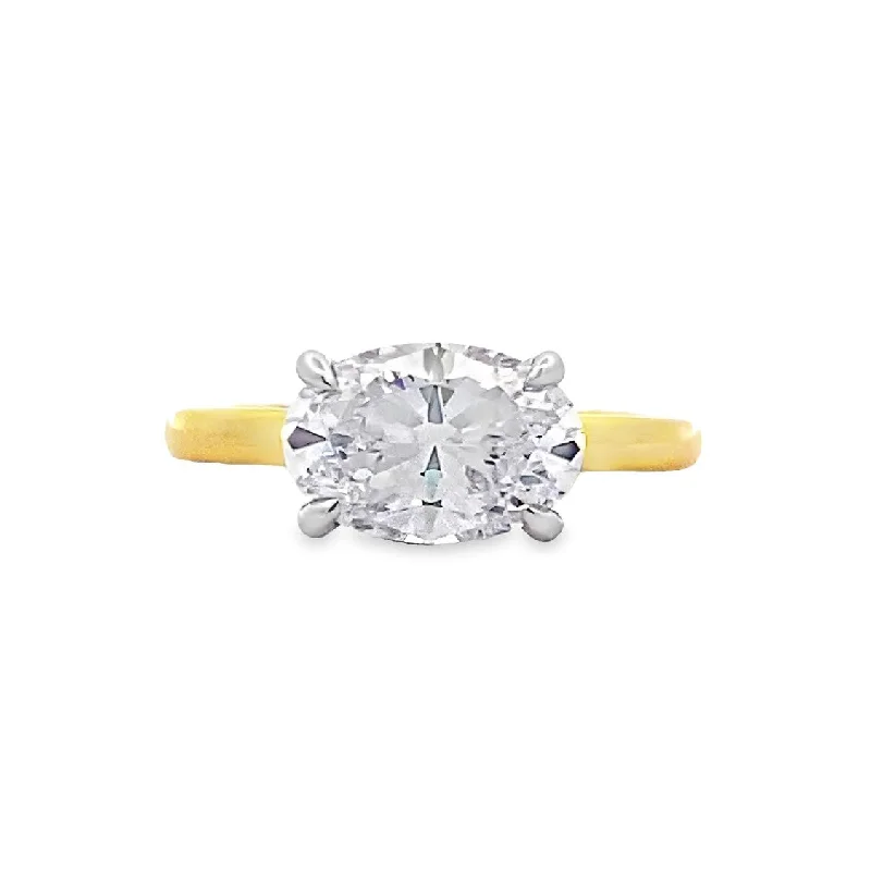 Ladies Majestic Gem Engagement Rings -Oval Diamond Hidden Halo Engagement Ring in Two-Tone Gold by Gabriel NY