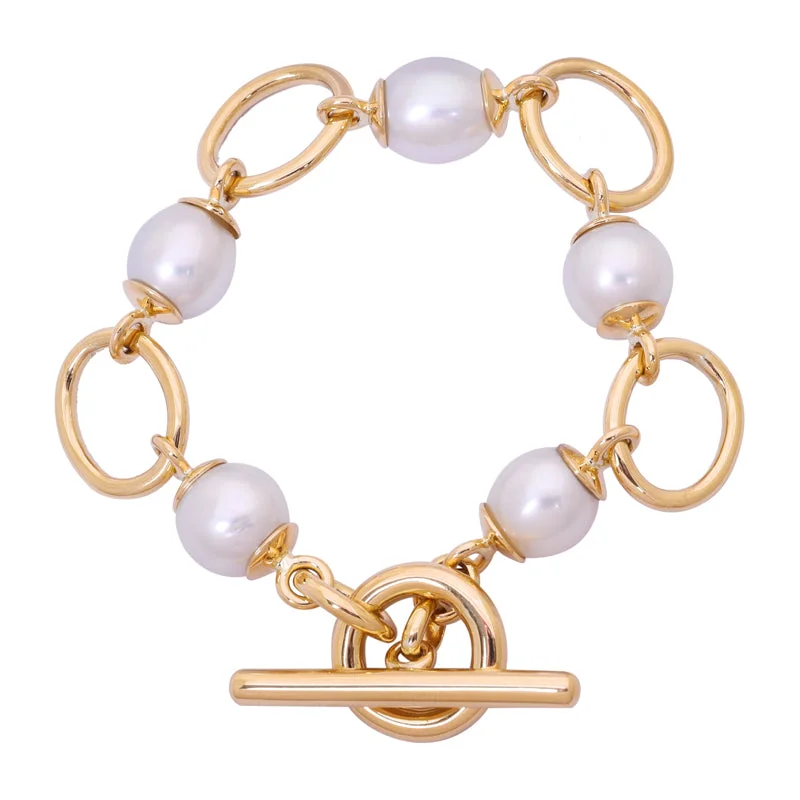 Ladies Bracelets for Evening Glow-Toggle Bracelet- S.S. Pearl