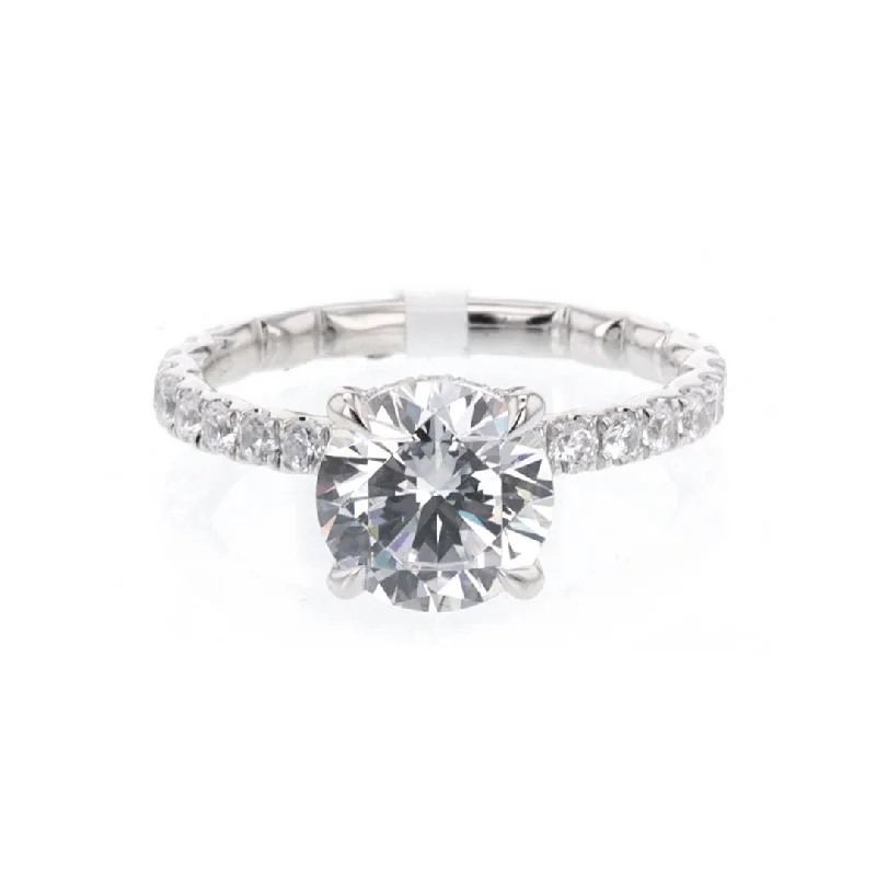 Ladies Platinum Spark Engagement Rings -0.63 ctw Diamond Hidden Halo Engagement Ring