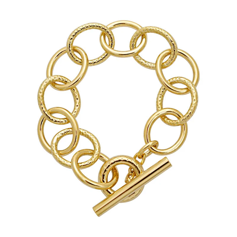 Ladies Bracelets for Holiday Spark-Toggle Bracelet- Plain Gold